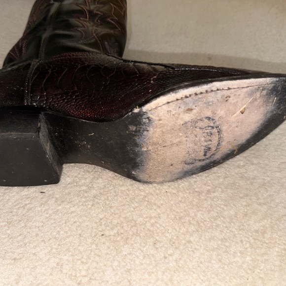 JB Dillon Reserve Cherry Smooth Ostrich boots. - Picture 3 of 4